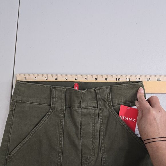 SPANX Stretch Twill Ankle Cargo Womens Pants Darkened Olive Small - Picture 7 of 16